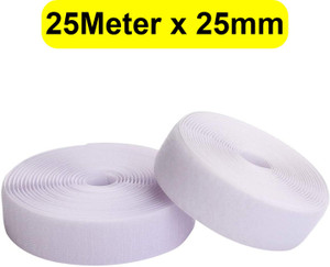 Aezzo 15 Meter White Velcro 1Inch (25mm) Width Hook + Loop Sew-on Fastener  tape roll strips Use in Sofas Backs, Footwear, Pillow Covers, Bags, Purses,  Curtains etc. (15Meter White) Sew-on Velcro Price