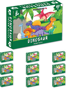 WONDRBOX Return Gifts for Kids Birthday Party Pack of 10  Dinosaur Jigsaw  Puzzle Game for Kids Age 5 and Up  Each Pack Includes Premium Quality  Puzzle 60 pcs and Size
