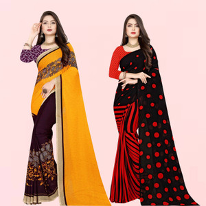 Buy Anand Sarees Striped Bollywood Georgette Purple Red Black Sarees Online Best Price In India Flipkart