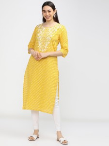 Yellow kurtis deals in flipkart