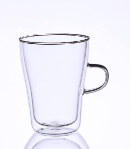 Femora Glass Double Wall Tea Cup, Transparent, 350ml (Single Piece