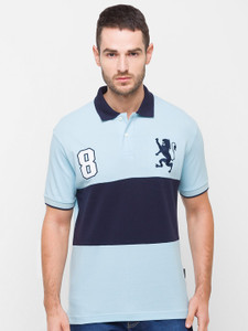 GIORDANO Colorblock Men Polo Neck Light Blue T Shirt Buy