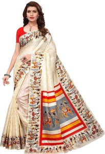 SAARA Graphic Print Kalamkari Silk Blend, Cotton Blend Saree