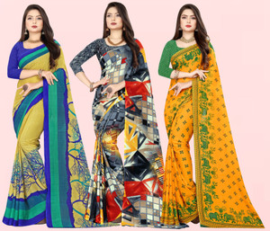 Buy Anand Sarees Printed Bollywood Georgette Multicolor Green Sarees Online Best Price In India Flipkart