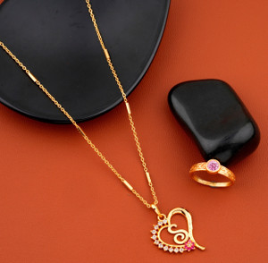 Bright STYLE Metal, Alloy Gold-plated Gold, Ruby Red Jewellery Set