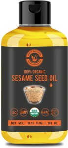 Holy Natural Organic Sesame Seed Oil(300 ML) USDA Certified, Extra Virgin Cold-Pressed, 100% Pure & Natural, No GMO,Untreated and Unrefined Sesame Seed Oil -Grate for Cooking & Flavor Enhancer in Many Cuisines Sesame Oil Plastic Bottle