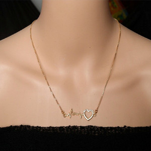 Heartbeat shaped stainless steel necklace 2025