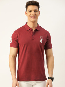 PORTBLAIR Solid Men Polo Neck Maroon T Shirt Buy PORTBLAIR Solid