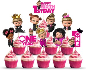 Happy Birthday 1Cake Topper +8 Cupcake Toppers +1 Birthday Banner Fashion  Party’