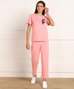 Young trendz Women Printed Pink Top & Pyjama Set