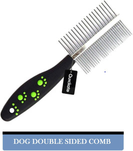 Quickato Best Quality Double Sided Pet Comb Stainless Steel Pin with Paw Symbols for Removing Shedding Comb Basic Comb for Dog Basic Comb for Dog, Cat, Rabbit, Hamster Basic Comb for  Dog, Cat, Rabbit, Hamster