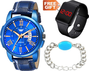 ABREXO Abx8114 BL BK BL Day Date Working Watch Free Digital