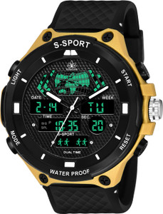 Reborn 9084 ANALOG DIGITAL GOLD Men Sports Watches Alarm Chrono
