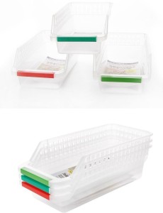 HUEX Containers Kitchen Rack Plastic Pull Out Cabinet Organizer