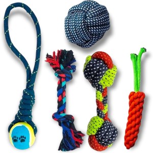 Durable Massage Chew Ring Ball Toys Teeth Cleaning Treats Training Pet Puppy Toy Set of 10 Dog Toys Aggressive Chewers Non-Toxic Natural Rubber Bite Knot Rope Toy Frisbee for Small to Medium Dogs 