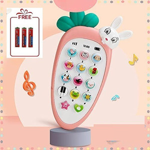 Baby Cell Phone Toy for 6M 12M+ Toddler Smartphone Toys with 15 Unique Buttons and Functions MOONTOY Baby Toys Phone Music Number Learning Play Phone Toy Animal Sounds 