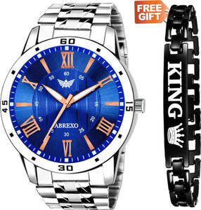 ABREXO Abx8185 BL Blue Dial Silver Bracelet Unique Watch Free King