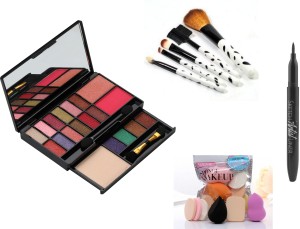MY TYA Fashion Changer Makeup Kit+5 Piece Makeup Brushes+6 Piece Sponges+Eyeliner Black
