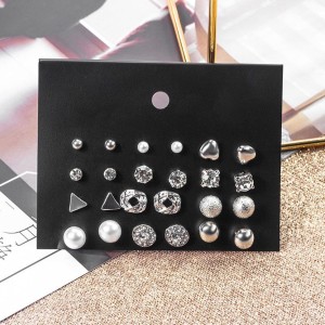 Vembley Combo Of 12 Pair Silver Studded Pearl Stud Earrings For Women and Girls Alloy Stud Earring