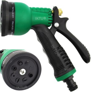 Iktu 8 Pattern Garden Hose Nozzle Water Spray Gun with Brass Valve Control for Gardening Watering Plants Wash Car Bike Lawn 0 L Hose-end Sprayer