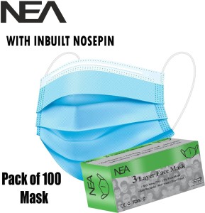 Nea 3ply - 3 Layer Surgical Mask BIS certified Pharmaceutical Mask Face Mask Mask-100)-1957 Water Resistant Surgical Mask With Melt Blown Fabric Layer
