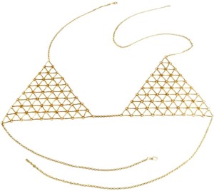 FEMNMAS Simple Bra Chain Gold Body Jewellery For Women Alloy Chain