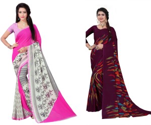 Buy VAARI SAREES Floral Print Arani Pattu Georgette Red Sarees Online @  Best Price In India | Flipkart.com