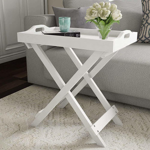 plantzy Foldable Tea Table with X Shape Legs Side Table End Table