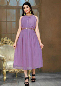 FESHILIOUS Women Fit and Flare Purple Dress Flipkart