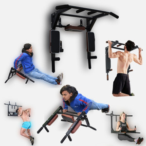 HASHTAG FITNESS Wall mounted pull up bar dips station for home