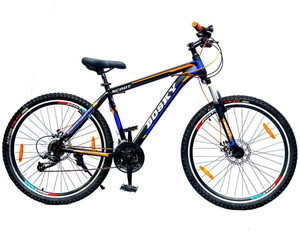 Bosky Cycle Steel frame with Dual Disc MTB 21 Speed Black Blue