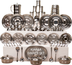 KIARAA Pack of 61 Stainless Steel KIARAA Dinner Set Price in India