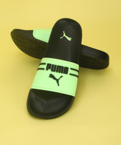 Neon green outlet puma slides