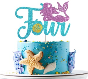 Festiko Festiko Mermaid Four Cake Topper,Happy 4th Birthda Cake