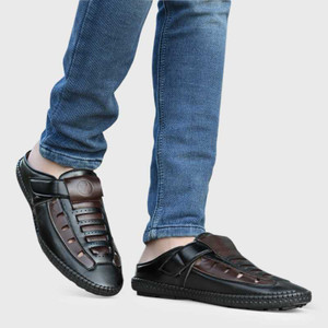ANNI INTERNATIONAL Men s Black Half Back open Slip On Casual For