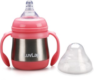 LuvLap Steel Feeding Baby Bottle, BPA Free Anti Colic, Made of SS304 Steel, Handle, 3M+ - 240 ml