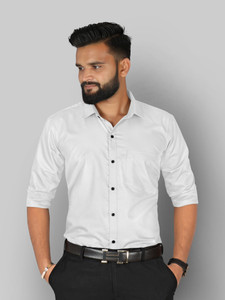 White formal shirt top with black buttons