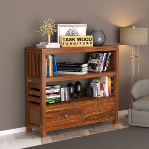 Taskwood Furniture Premium Quality Sheesham Wood/Plywood Semi-open Book Shelf For Study Room Solid Wood Semi-Open Book Shelf