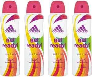 ADIDAS Get Ready Deodorant Spray Pack Of 4 150ml Body Spray