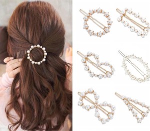 Myra Collection 6 Pcs Pearl Hair Clips for Women rhinestone Crystal Letter Hair Pins for Girls Hair Clip