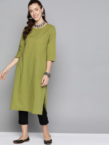 HERE NOW Women Solid Straight Kurta Buy HERE NOW Women Solid