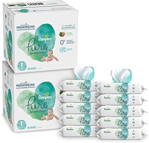 Pampers Baby Diapers and Wipes - Two Pure Protection Disposable