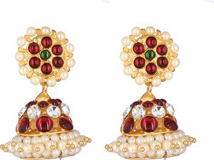 Buy bharatanatyam jewellery Kempu stone jumki Brass Jhumki Earring Online at Best Prices in India Flipkart