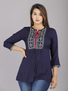 SANU FASHION Casual Printed Women Blue Top Buy SANU FASHION