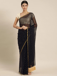 Black saree with golden border flipkart shop