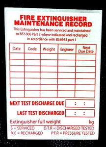 Fire extinguisher shop maintenance record labels