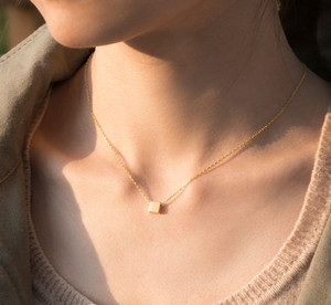 Gold square online locket necklace