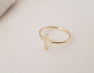 Gold jesus shop cross ring