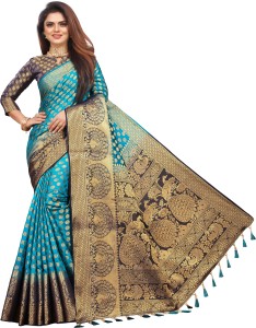 Buy Perfect Wear Self Design Banarasi Cotton Silk Multicolor Sarees Online  @ Best Price In India | Flipkart.com