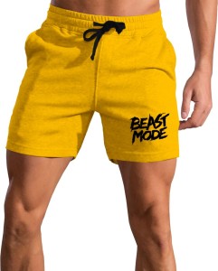 Muscle Alive Mens Bodybuilding Shorts 3 Inseam Cotton Size M Yellow